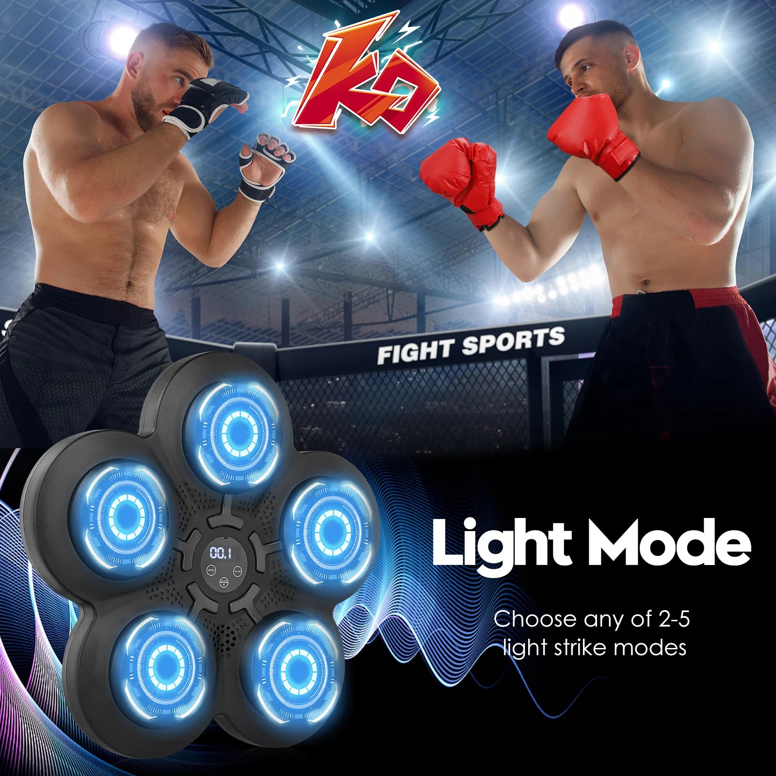 Music Boxing Machine Music Electronic Boxing Wall Target Boxing Machine with 5 Lights and Bluetooth Sensor